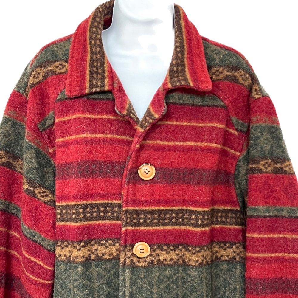 Stockade Wool Blanket Coat Southwestern Aztec Jacket Men's Size Large Vintage - Picture 2 of 6